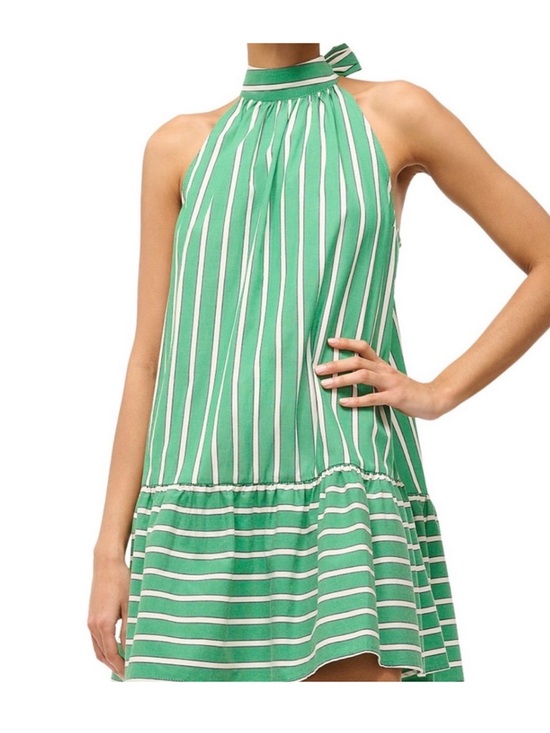 STAUD Dresses & Skirts - STAUD Green and White Striped Halter Mini Dress